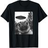 Retro Pug UFO Fun Pattern T-shirt, Humorous Street Style Short Sleeve Women Clothing Fashion Graphic T Shirts Summer Streetwe...