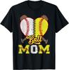 Mom Of Both Ball Mom Half Softball Half Baseball T-Shirt
