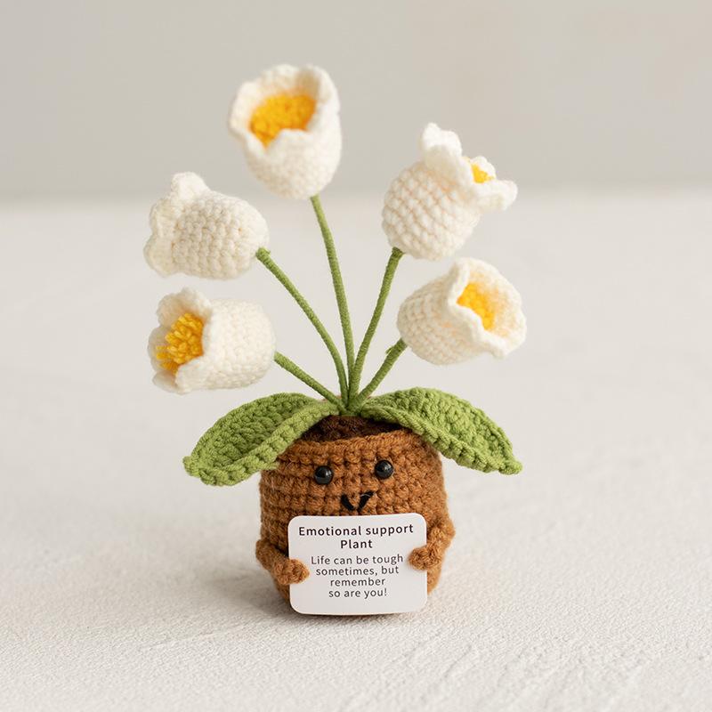 Emotional Support Crochet Sunflower Cute Knitted Flowers Potted Table Decor Graduation Gift Knitting Flower Pot Desk Accessories
