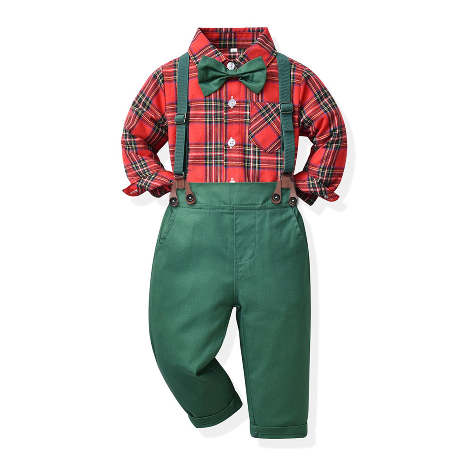 

Toddler Baby Boys Gentleman Bow Tie T-Shirt Tops+Suspender Pants Outfits 130 зелёный
