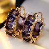 1 Pair White Blue Purple Green Zircon Block Geometric Hoop Earrings for Women Girls Korean Fashion Jewelry Party Ear Accessories