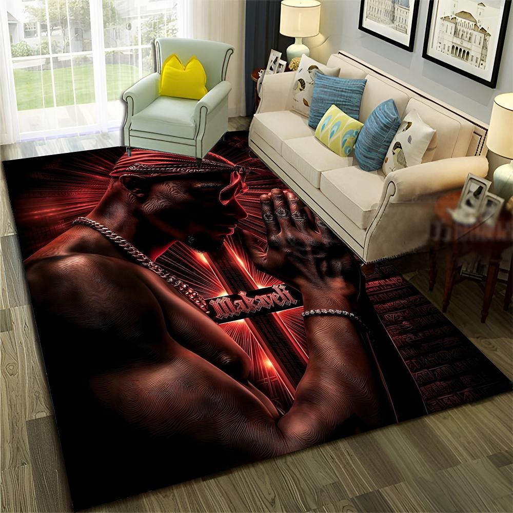 New Legend Rappers Star Art Cartoon Hip Hop Rug for Bedroom Living Room Sofa Home Doormat Decor,Kid Play Non-slip Floor Mat