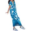 Women Summer T-shirt Shift Dress Leopard Print Short Sleeve V Neck