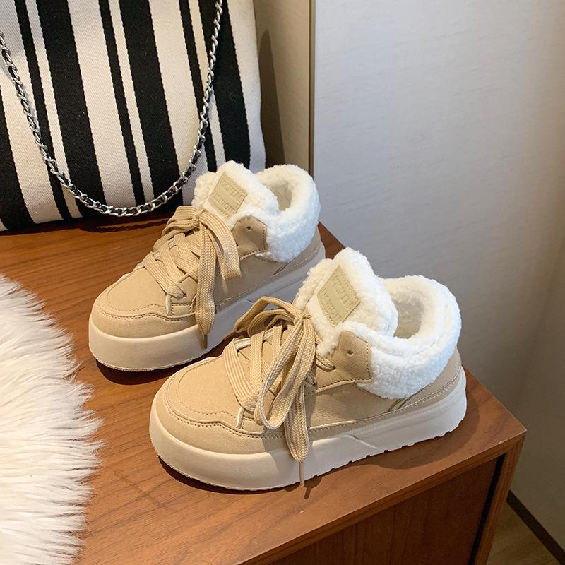 

Толстоподошвенные на толстой подошве утепленные туфли 2025 новая зимняя модная обувь зимние ботинки женская обувь повседневная верхняя одежда пушистые туфли хлопковая обувь 36