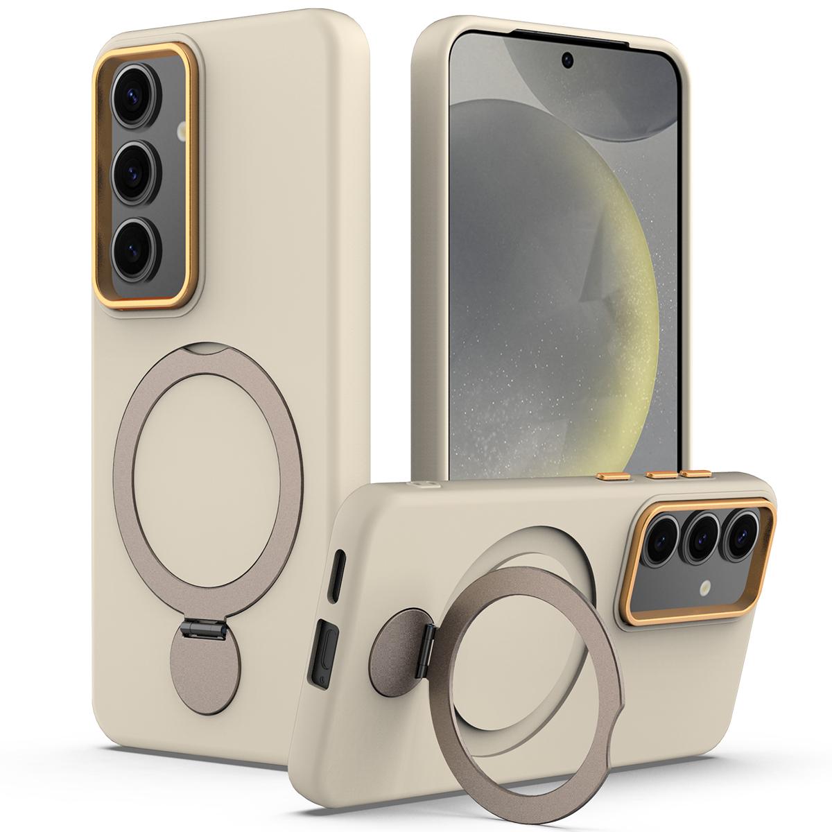 

For Samsung Galaxy S25+/S24+ Magnetic Case Rotating Ring Kickstand TPU + PC Phone Back Cover