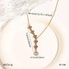 French Retro Titanium Steel Four-Leaf Clover Pendant Necklace with Colored Zirconia