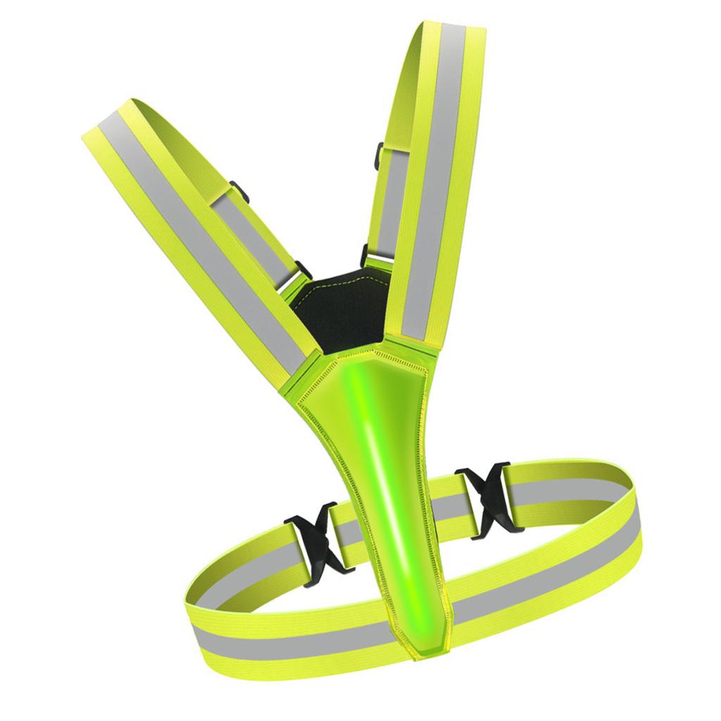 Led Reflective Running Vest Light with Strap High Visibility Up to 300m Elastic Fabric for Adults Kids