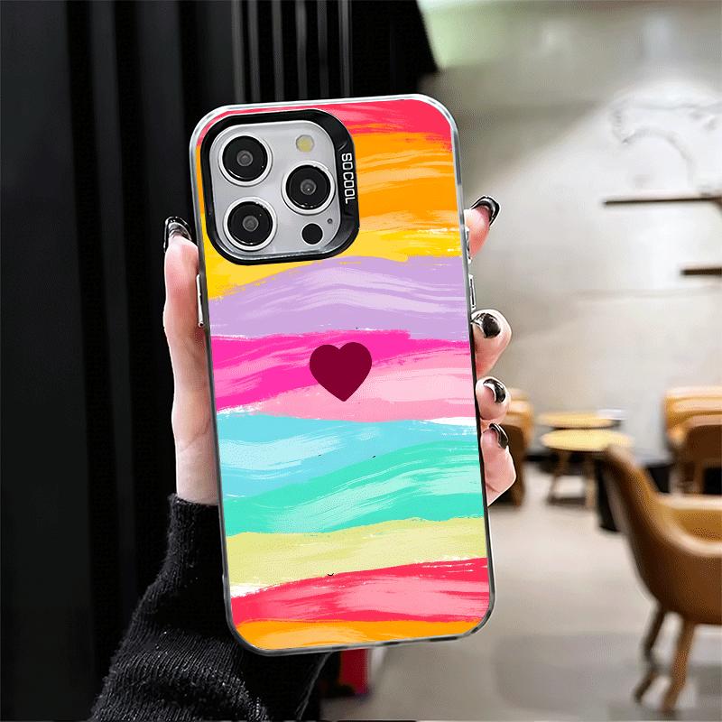 Rainbow Gradient Love Desgin Shockproof Phone Case for iPhone 17 Air 16 16E 15 Pro Max 14 Plus 13 Mini 12 Back Cover Anti Fall F