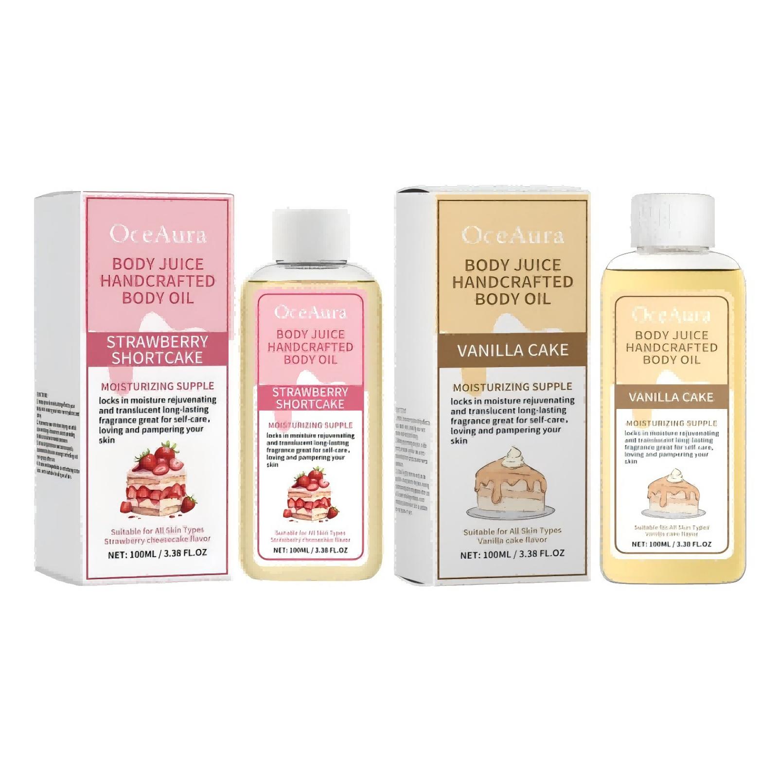 OceAura Huile Corporelle Parfumée à la Vanille Fragrance Longue Durée Hydratante Rajeunissement de la Peau Huile de Coco Huile de Massage Corporel Fraise