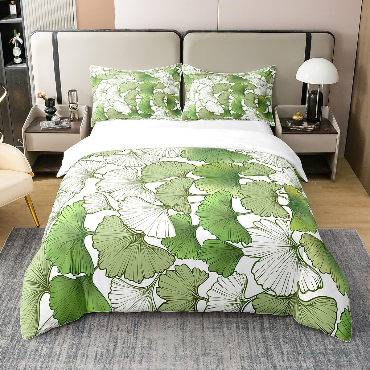 

Green Theme Duvet Covers for Kids Adults Queen King Size Single Bed Double Bed with 1 Quilt Cover 2 Pillowcases Lightweight Down (135x200cm)
