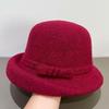 Korean Style Wool Felt Cloche Hat for Women - Retro Autumn/Winter Bow Fisherman's Hat