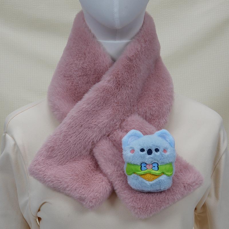 Children's Cartoon Panda Plush Scarf - Warm, Windproof Neck Gaiter for Autumn/Winter Boys & Girls.