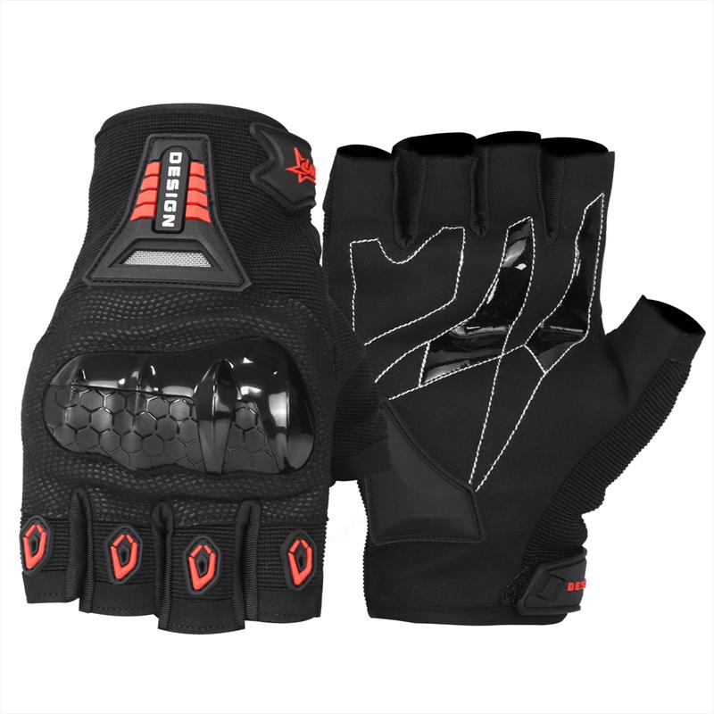 

Перчатки с половиной пальцев, мотоциклетные перчатки для мужчин и женщин, дышащие, с противоскользящей накладкой на ладонь XL чёрный/красный