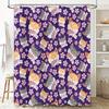 Rideau de douche pour chaton aux couleurs vives avec motif floral violet, doublure de bain, décoration d'intérieur, tissu de douche, motif décoratif, imperméable, salle de bain