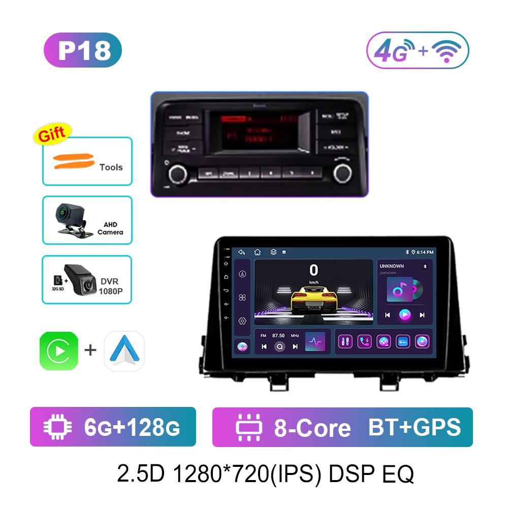 For KIA Morning 3 Picanto 2017 - 2020 Android Auto Car Video Multimedia Player Split Screen Carplay Bluetooth WiFi Navi GPS 4G