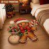 Easy Clean Decorative Rug Christmas Area Rug Plush Seasonal Bedside Gingerbread Man Tree Cute Stocking Shape Non-Slip for Bedroom Living