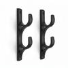 Matte Black 3D-Printed Double Hook Fishing Rod Wall Mount Display Hanger