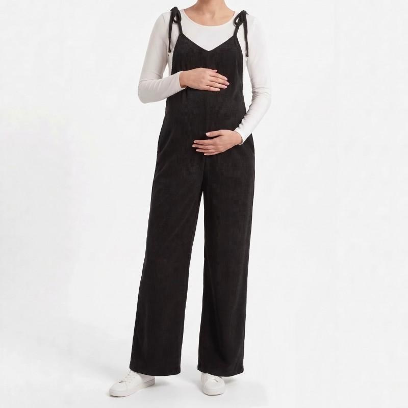 Maternity High-Waisted Wide-Leg Trousers With Belly Support Comfortable Loose Fit Pregnancy Daily Wear