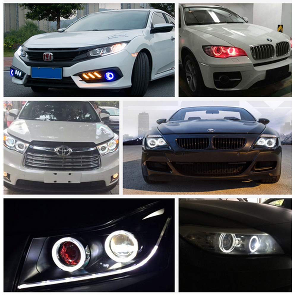 AUTOYUZU COB Squid Ring, LED Car Daylight, Fog Lamp, Headlamp, Cover Included, Ballast, Non-Polarized,