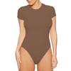 2025 Women's Slim-Fit Casual Round Neck Bodysuit - Solid Color Short Sleeve T-shirt