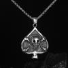 Titanium Steel Cast Poker Spades Men's Necklace Retro Hip-hop Titanium Steel Skull Pendant