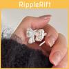 Exquisite Adjustable Copper Bowknot Ring With Dazzling Zircon For Women
