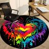 1PC Heart Rainbow Office Round Area Rug,  Mat Suitable ForOffice, Under Office Chairs Bedroom Living Room Home Decor, Room Deco