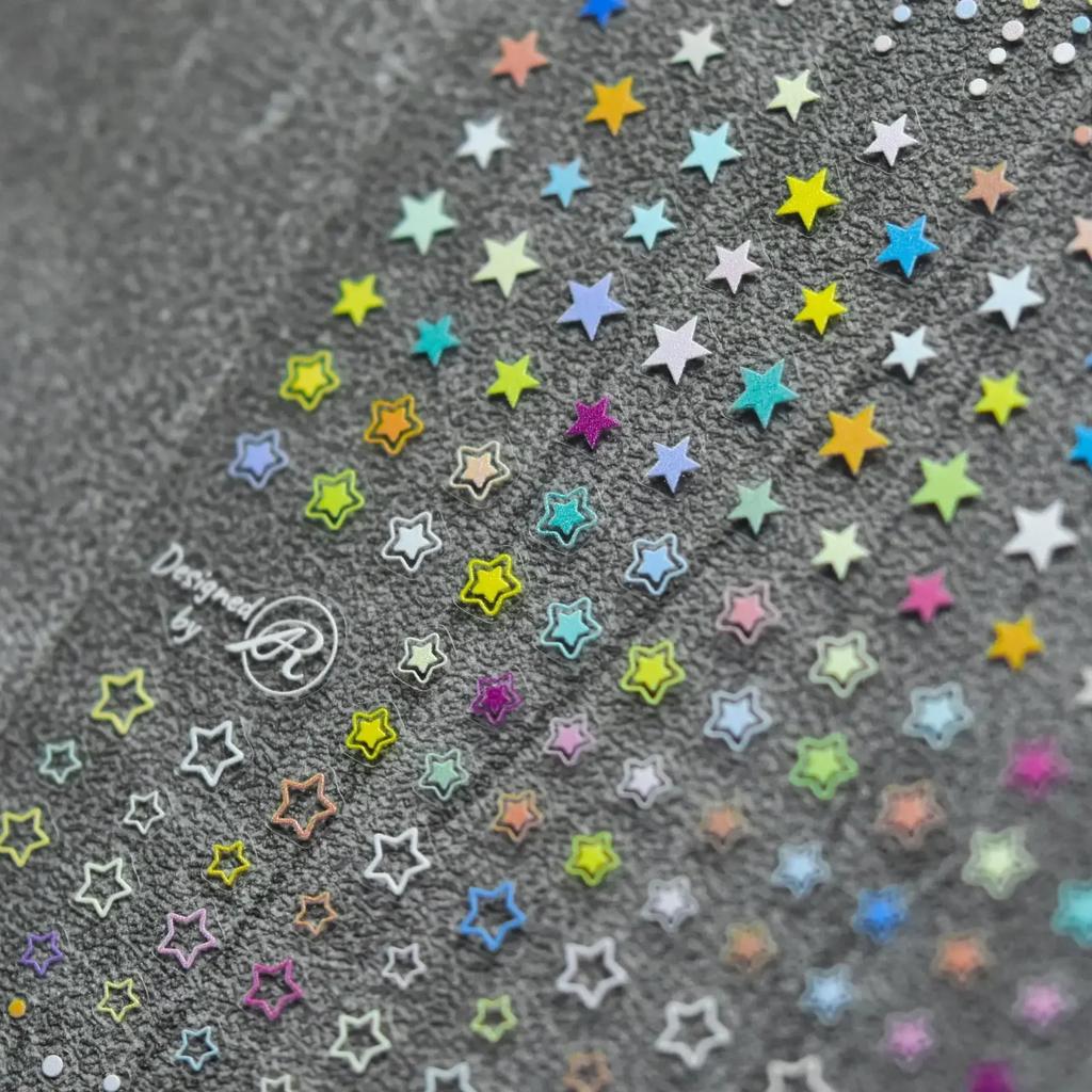 Charming Hollow Stars Love Geometric Five-pointed Star Self Adhesive 5D Nail Art Decorations Stickers Shiny Manicure Decal