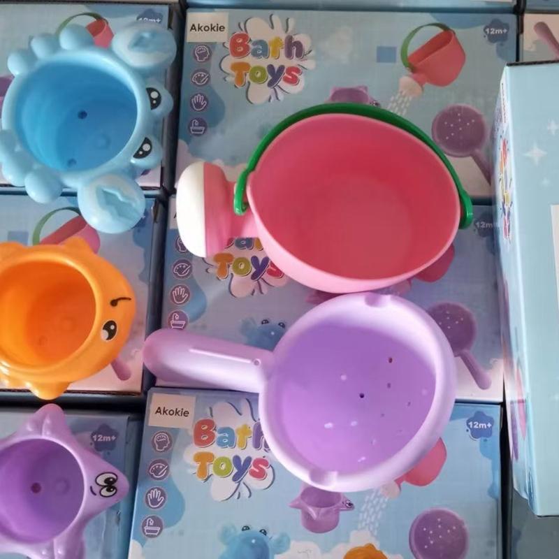 Colorful Kids Water Play Toy Set With Animal Cups Watering Can And Scoops Swimming Pool Beach Toy For Pool Bath Time Fun