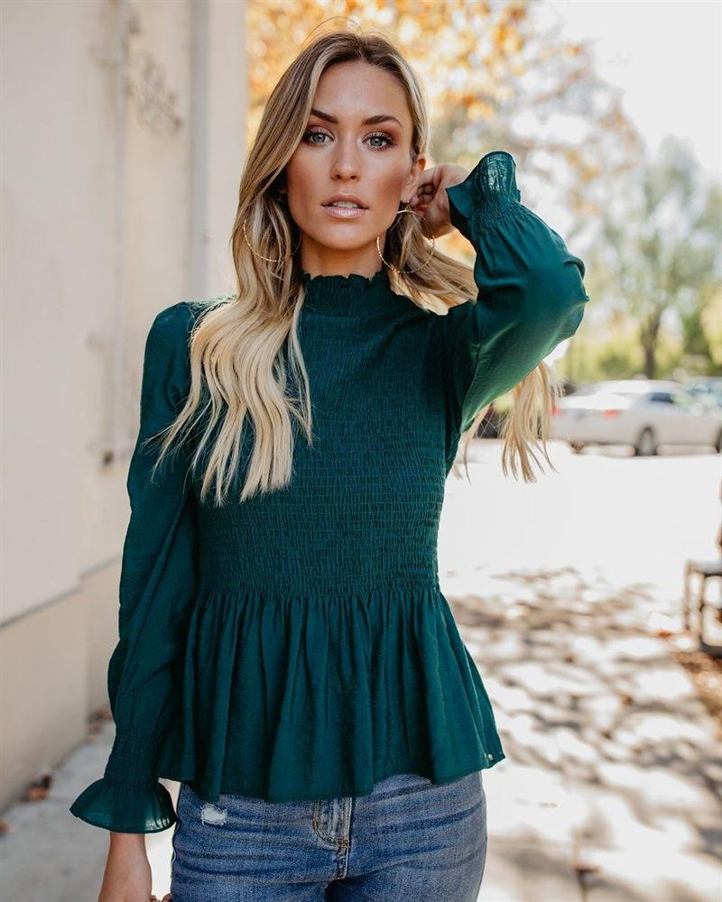 Elegant Women Slim Pleated Ruffles 