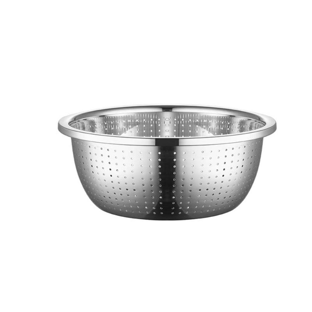 Multiple Drainage Holes Stainless Steel Drain Basket Widened Edge Drain Basin  Fruits