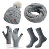 4Pcs/Set Ear Protection Women Hats Scarf Gloves Socks Set Soft Touchscreen Gloves  Outdoor