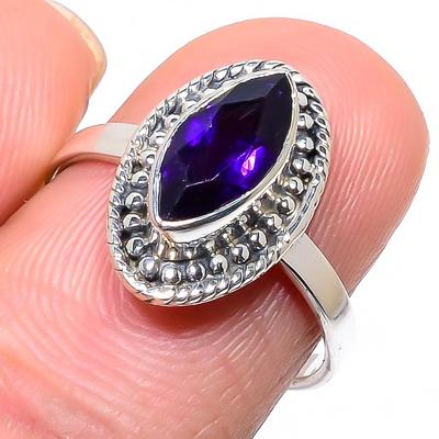 Natural African Amethyst Gemstone 925 Solid Sterling Silver Gift Ring S.8 m3T13