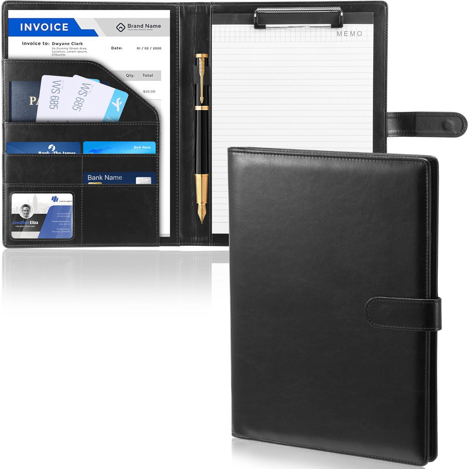 

Portfolio PU Leather Binder for A4 Letter Size Interview Resume Folder Writing Pads Compartmental Conference Folder for Office