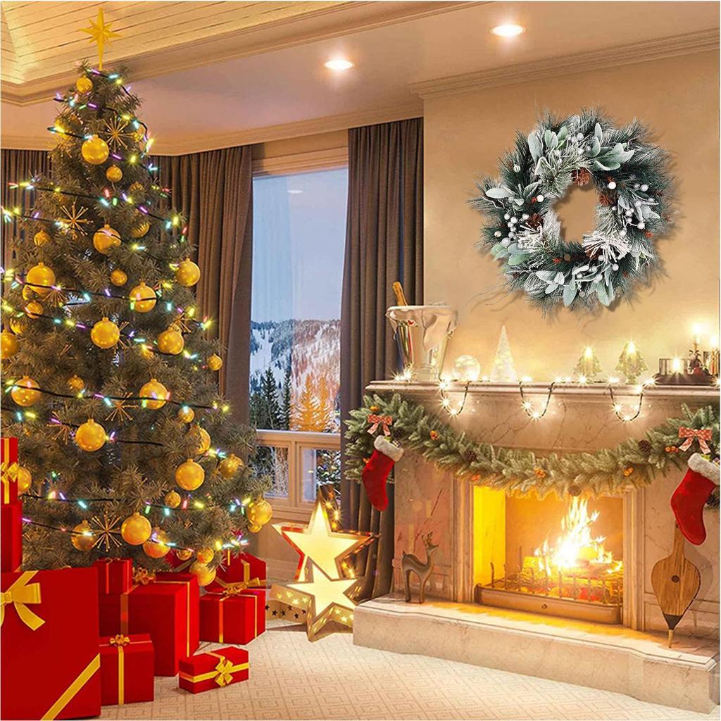 Christmas Door Wreath Holiday Decor Christmas Winter Wreath With Pine Cones For Kitchen Window Porch Centerpiece Party Indoor