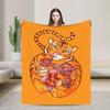 The Tiger Who Came to Tea Blankets Velvet Print Cartoon Book Breathable Thin Throw Blankets for Office