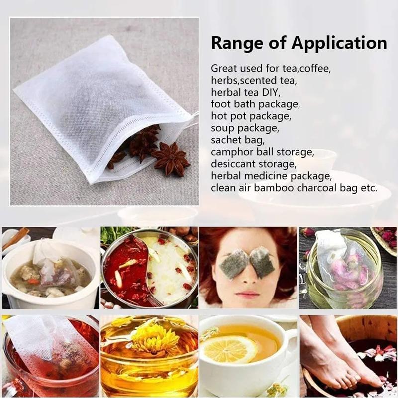 Disposable Teabags Non-woven Fabric Tea Filter Bags for Coffee Spice Tea Bag with Empty Tea Bags With Strings Nylon Filter Bag
