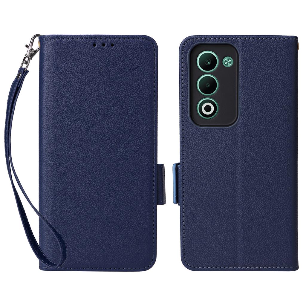 For Oppo A5 5G/4G/A5m Etui med Håndleddsstropp Litchi Tekstur PU Lær Lommebok Telefondeksel