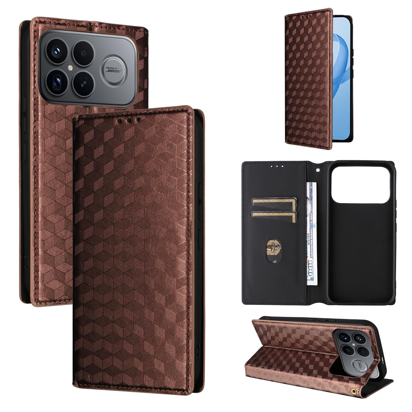 

Чохол-книжка для Xiaomi Poco F8 Ultra, Redmi K90 Pro Max з ПУ шкіри, повний захист корпусу [блокування RFID], чохли для телефонів коричневий