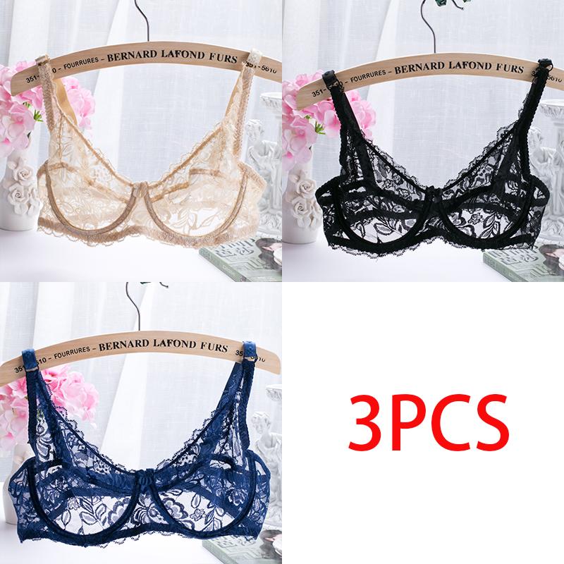Europe and The United States Thin Single-layer Sexy Bra Full Lace Steel Ring Cottonless Bra Adjustable Big Yards Bra