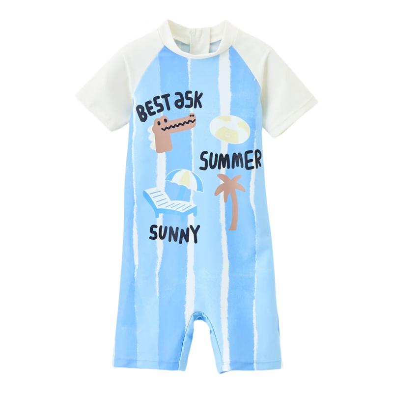 ASK JUNIOR Boys  Short Sleeve One-Piece Swimsuit 100