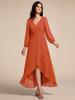 Ever-Pretty Women's Waist Applique Lantern Sleeve Chiffon Evening Dresses with Asymmetrical Hem