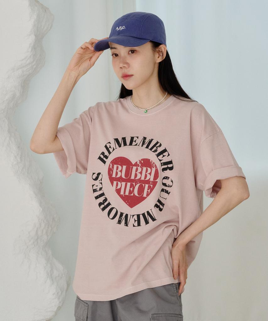 Beobeulpiseu Heart Circle Pigment T-Shirt_Indie Pink