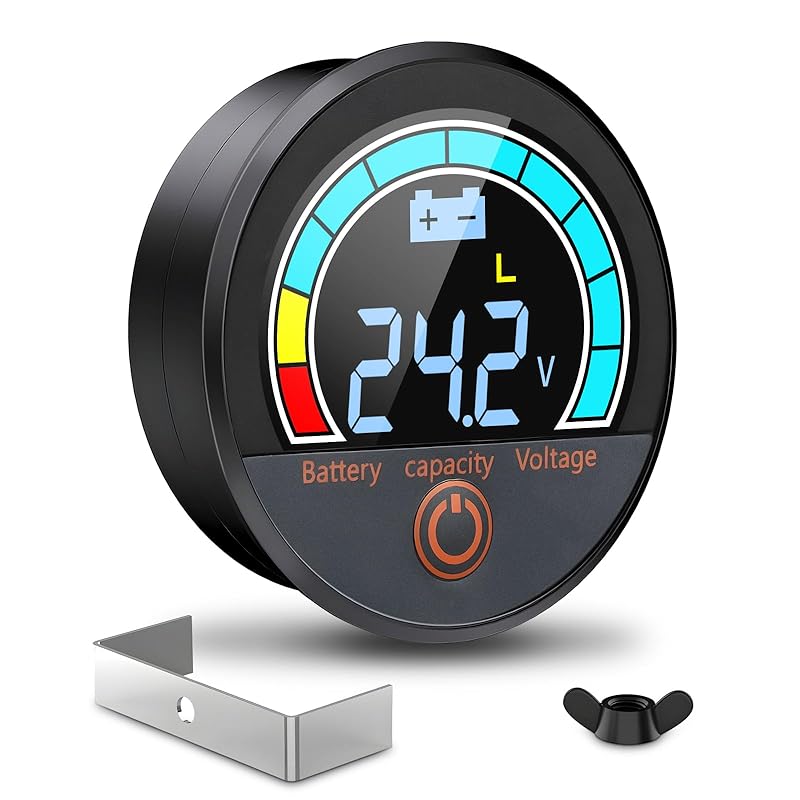 Battery Capacity Voltage Meter, 12V 24V 48V 60V 84V IP68 Waterproof LCD Battery Monitor Gauge Low-Voltage Alarm For Lithium, Lithium Iron, Lead Acid