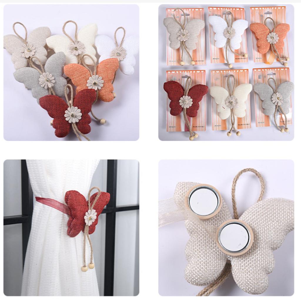 1 Paire d'Embrasses Magnétiques Papillon Fleur avec Longueur Réglable pour Décorations de Maison Attaches de Rideaux Sangles Liens