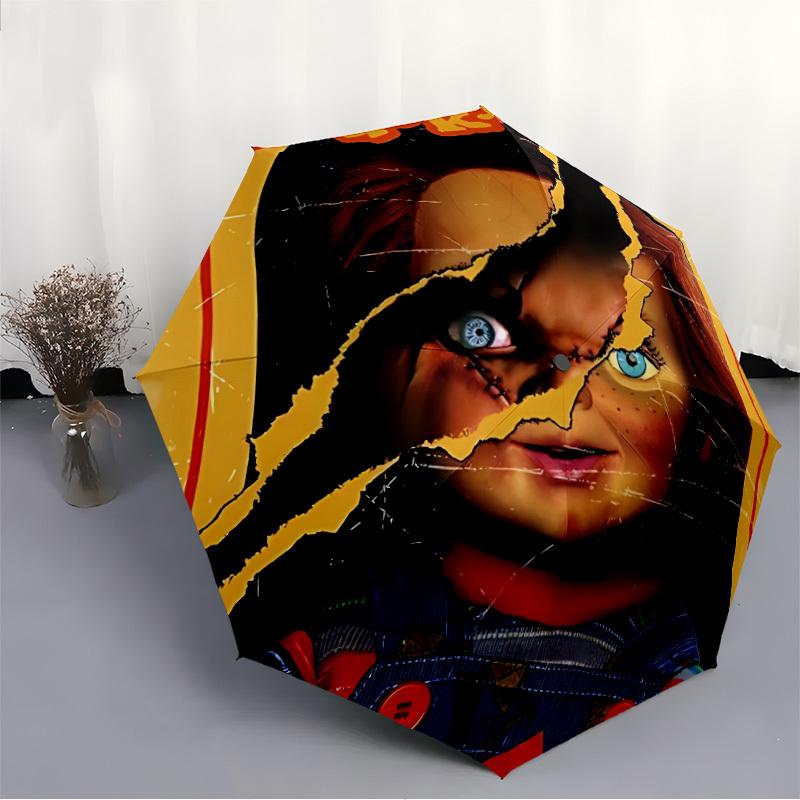 1pc Chucky Automatic Open/Close Umbrella Folding Umbrella, Portable Compact Travel Umbrella, Gift for Men & Women y06