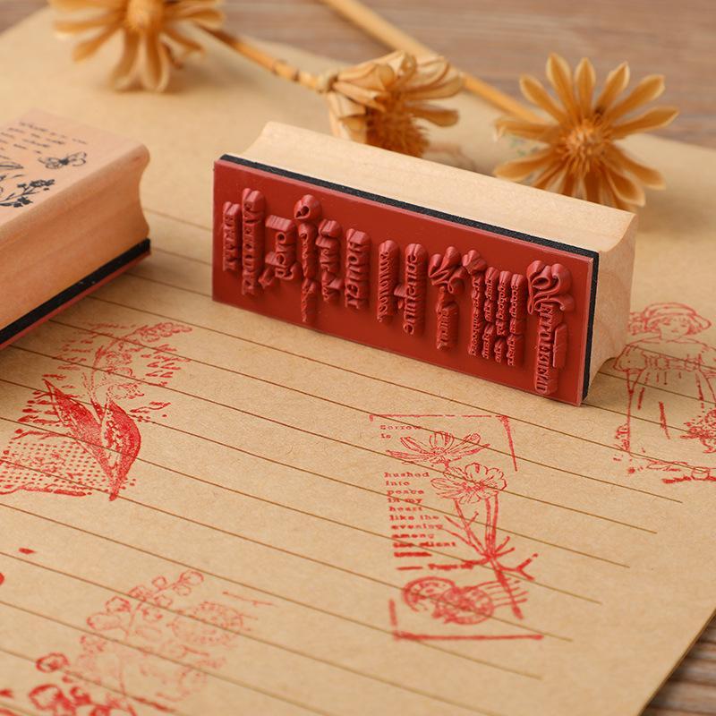 1Pcs Vintage Wooden Stamps Retro Flower Plant Grass Stamps For Scrapbooking Diy Card Making Craft Standard Seal Stationery