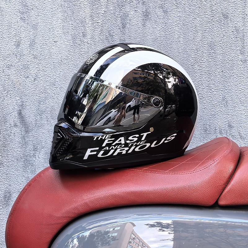 ORZ retro motorcycle helmet, American cruise full helmet, motorcycle with free brim M