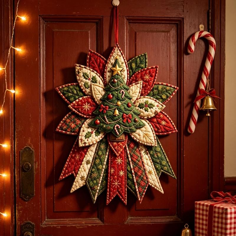 DIY Stoff-Weihnachtskranz Bastelset zum Handnähen einer strahlenden Patchwork-Dekoration für die Innen-Feiertagsdekoration