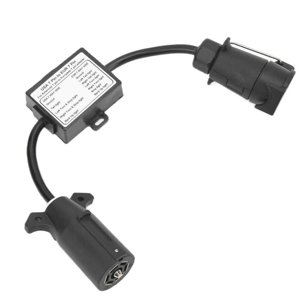 Trailer Connector American 7 Pin Blade to European 7 Way Round for Caravan Boat Bike Carriers